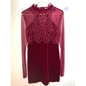 FREE PEOPLE Intimately Maroon Velvet Dress Medium